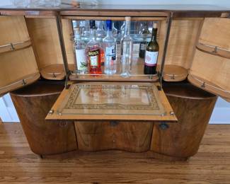 Beautility Art Deco Cocktail Cabinet Sideboard is 51" wide x 42" tall x 20"/30" deep is available now
