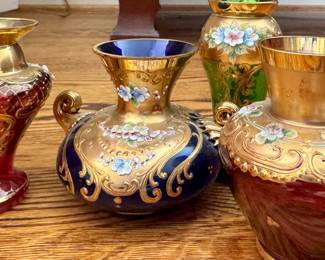 Hand painted Czech glassware