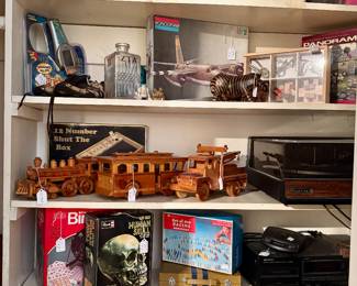 toys, puzzles. vintage model airplane kits, Gerrard record player, TONKA!