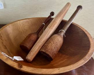 Dough bowls, antique tools, vintage kitchen gear...