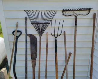 Vintage and newer lawn and garden tools