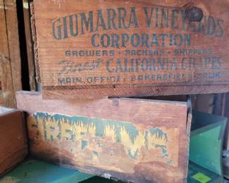 Antique wood crate boxes