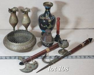 Assortment of vintage brass decor