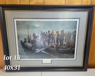 Mort Kunstler framed Civil War print, 'The Final Mission' of the H L Hunley