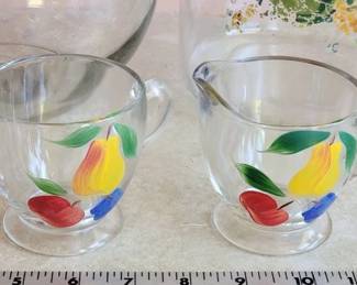 Vintage painted cream and sugar set