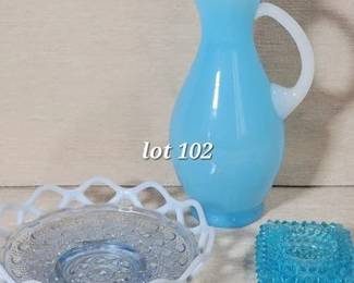 Imperial and Fenton blue glass