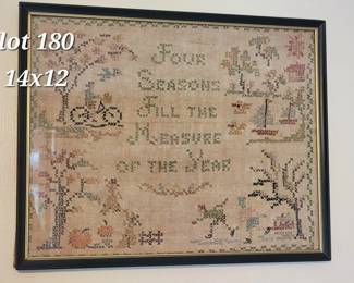 Framed antique needlepoint