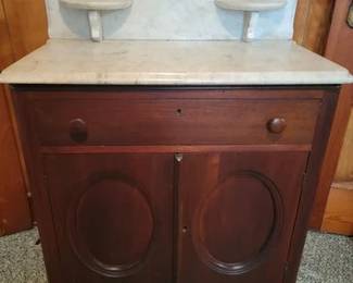 Walnut marble top washstand
