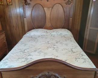 Victorian walnut carved bed