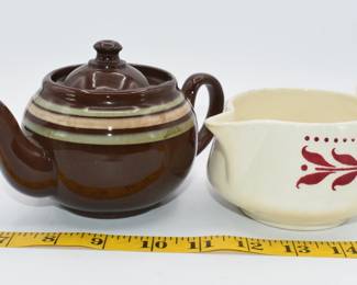 single serve LB tea pot and Homer Laughlin creamer