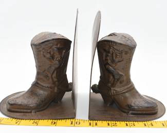 vintage metal cowboy boots bookends