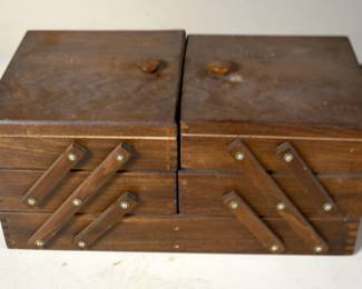 vintage sewing box with contents