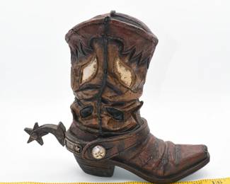 decorative resin brown cowboy boot