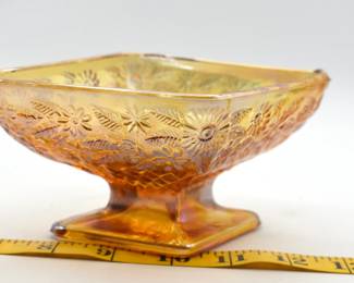 Vintage carnival glass marigold diamond shaped candy dish-approx 6 1/2" long