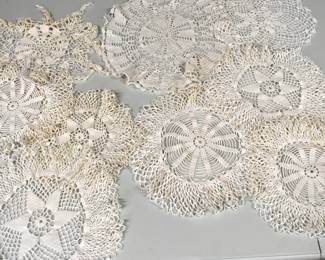 lot of 9 white doilies