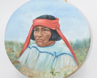 Vintage hand painted drum