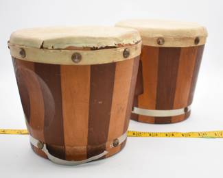 Vintage handheld wooden Bongos