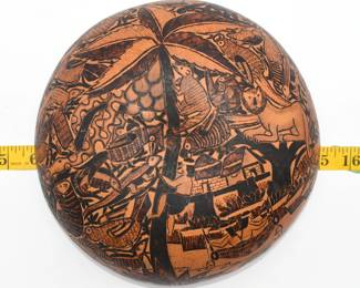 9" carved gourd bowl