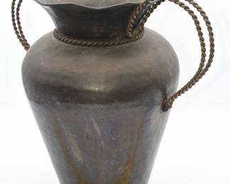 metal double handled vase