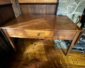 Stately Walnut Secretary Table with a drawer and 2 drop leaf ends