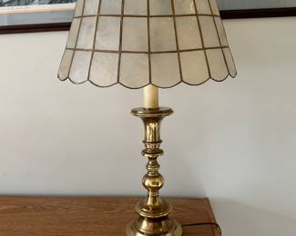 D38 - $95. NOVA brass table lamp with Capiz Shell Shade.