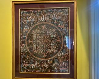 D47 - $300. Buddhist Mandala Thangka. Measures 19" x 23". Original Painting purchased in Nepal.