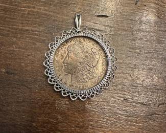 S17 - $40. 1921 Silver Coin in Sterling Pendant.