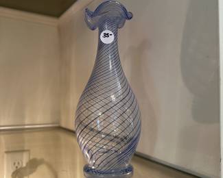 D112 - $35. Art Glass Swirl Vase.
