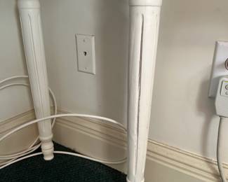 D35 - $65. Small Wooden White Vanity with Mirror. Measures 32" wide x 18" deep x 30" tall (without mirror) 51" tall with mirror.