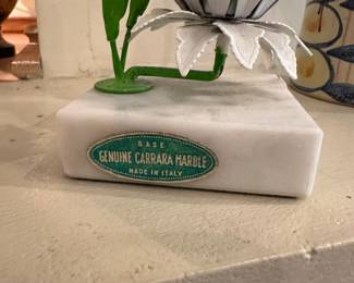 D106 - $20. Marble Based Metal Flower Candle Holder.