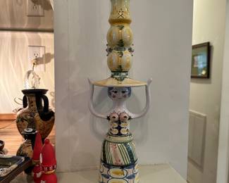 D104 - $650. Bjorn Wiinblad "Hat Lady" Vase Hand painted from "Danmark" in 1977.