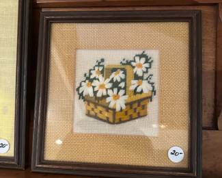 D76 - $20. Small Daisy Needlepoint.