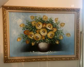 D173 - $60. Large Original Floral Painting. Measures 41" x 29".