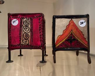 D109 - $20 each. Goat Hide Candle Holder.
