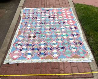 D65 - $75 Hand Pieced Quilt Top. See photo with Tape Meausure .