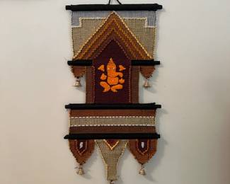 D93 - $25. Handloomed Tapestry Wall Art. "Mini Zopadhi Ganesh"