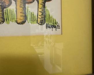 D164 - $25. Mushroom Art. Signed Murphy 1972