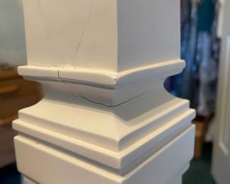 D14 - $125. White 4 Poster Bed - no mattress available. Damage on one post - see photo.