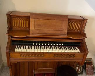 D11 - $150. Kimball Pump Organ - Appears to work. Measures 51" wide x 23" deep x 50" tall.