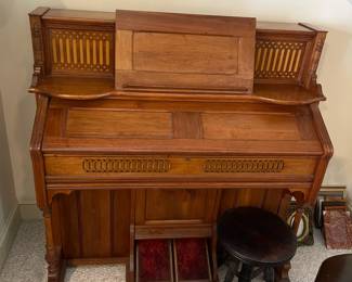 D11 - $150. Kimball Pump Organ - Appears to work. Measures 51" wide x 23" deep x 50" tall.