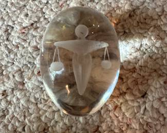 D99 - $20. Vintage Ekenas Sweden Libra (Scales) Crystal Egg.
