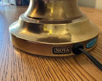 D38 - $95. NOVA brass table lamp with Capiz Shell Shade.