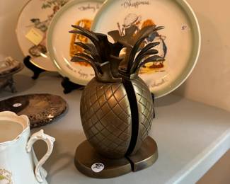 D135 - $25. Brass Pineapple Bookends.