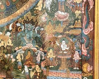 D47 - $300. Buddhist Mandala Thangka. Measures 19" x 23". Original Painting purchased in Nepal.