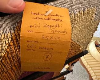 D93 - $25. Handloomed Tapestry Wall Art. "Mini Zopadhi Ganesh"
