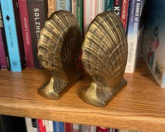 D68 - $25 PAIR. Brass Clam Shell Bookends.