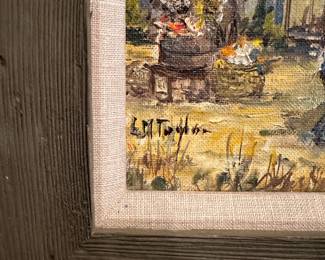 D139 - $75. LM Taylor Signed Original Folk Art Painting. Measures 15" x 13" framed.