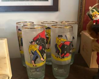D171 - $30. Set of 5 Hand Painted Glasses.