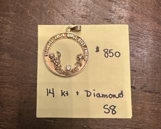 S8 - $850. 14kt & Diamond Pendant "Diamonds are a Girls Best Friend"