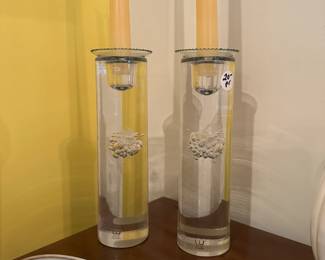 D90 - $20 PAIR. Kosta Candlestick Holders.